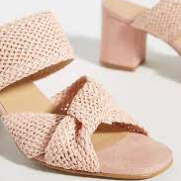 NWOB Anthropologie Mae Raffia Heeled Mules in Pink, Size 38 (US 8) - Picture 4 of 6